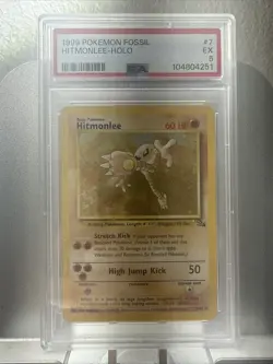 Pokemon 1999 Fossil HITMONLEE Holo #7 PSA 5 Excellent RARE - Image 1