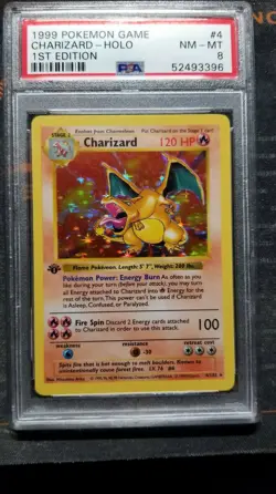 1999 POKEMON BASE SET SHADOWLESS 1ST EDITION HOLO CHARIZARD #4 PSA 8 - Image 1