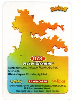 RAPIDASH #078 LAMINCARD COLECCION POKEMON LAMINCARDS 2005 EDIBAS (USADA) - Image 2