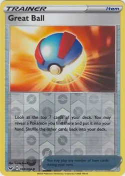 Reverse Holo Great Ball Uncommon 164/202 Sword & Shield Base Pokemon TCG - Image 1