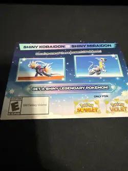 Pokemon Scarlet And Violet Code Shiny Koraidon or Miraidon UNSCRATCHED BRAND NEW - Image 1