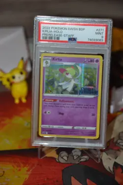 Pokemon TCG PSA 9 Kirlia SWSH271 Pre Release Silver Tempest STAFF - Image 1