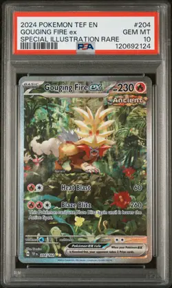 2024 Pokemon Tef EN-Temporal Forces Gouging Fire EX #204 Special Rare PSA 10 - Image 1