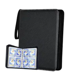 Trading Card Binder with 400 Pockets, Zipper Closure, Card Black-400 Pockets - Image 1