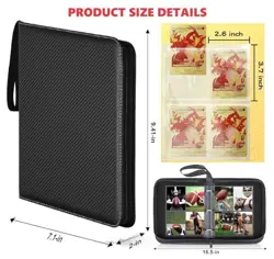 Trading Card Binder with 400 Pockets, Zipper Closure, Card Black-400 Pockets - Image 2