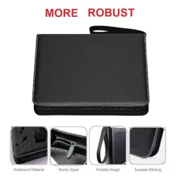 Trading Card Binder with 400 Pockets, Zipper Closure, Card Black-400 Pockets - Image 3