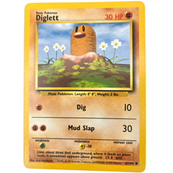 Diglett Basic Pokemon Card 47/102 Common Fighting Base Set 1999 Light Play - Image 1
