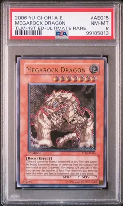 Yugioh! Megarock Dragon Ultimate Rare 1st Edition TLM-AE015 PSA 8 - Babyshift - Image 1