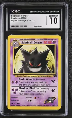 CGC 10 GEM MINT Sabrina's Gengar 2000 Gym Challenge 29/132 Pokemon Card - Image 1