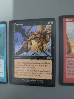 Urza's Saga Miscut series VHTF of 5 MTG Cards inc Expunge, Sandbar Merfolk,Raze - Image 4