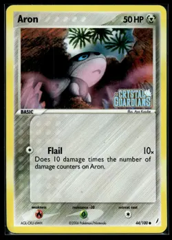 Aron 44/100 - Pokemon EX Crystal Guardians Reverse Stamped Holo NM - Image 1