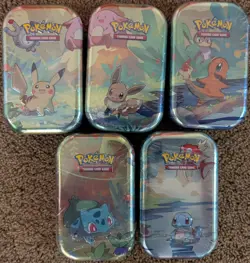 Pokemon TCG Kanto Friends Mini Tin (H24) Full Set of 5 - Factory Sealed - Image 1