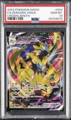 2023 POKEMON SWORD & SHIELD CROWN ZENITH #054 FULL ART/ZERAORA VMAX PSA 10 - Image 1