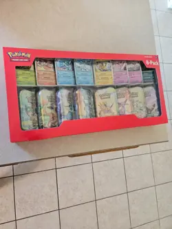 Pokemon Prismatic Evolutions Mini Tins 8 Pack Costco Exclusive Sealed - Image 1