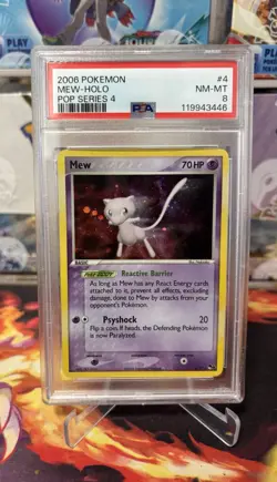 PSA 8 Mew Holo Rare Card 4/17 Pop Series 4 Pokemon Card 2006 - Image 1