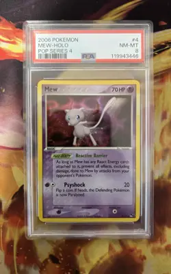 PSA 8 Mew Holo Rare Card 4/17 Pop Series 4 Pokemon Card 2006 - Image 3