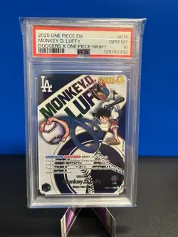 Monkey D. Luffy Dodgers x One Piece Card PSA 10 Gem Mint - Image 1
