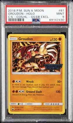 2018 POKEMON SUN & MOON CELESTIAL STORM #81 GROUDON-HOLO PSA 9 - Image 1