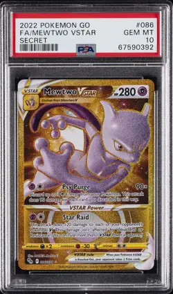 2022 POKEMON GO SECRET #086 FULL ART/MEWTWO VSTAR PSA 10 - Image 1