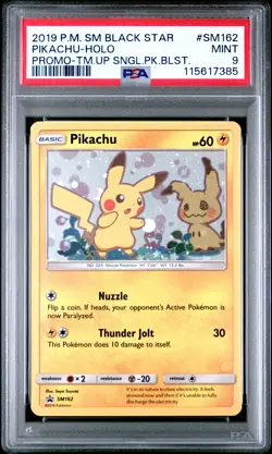 2019 POKEMON SM BLACK STAR PROMO TEAM UP SINGLE PACK BLISTERS PIKACHU-HOLO PSA 9 - Image 1
