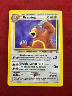 Pokemon TCG Ursaring Neo Discovery 34/75 Regular Unlimited Rare - Image 1