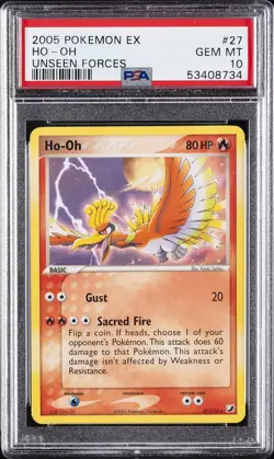2005 POKEMON EX UNSEEN FORCES #27 HO-OH PSA 10 - Image 1