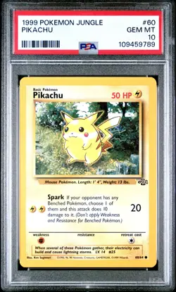1999 POKEMON JUNGLE #60 PIKACHU PSA 10 - Image 1