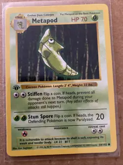 Pokemon TCG Metapod Base Set 54/102 1st Edition Never Played Near Mint - Image 1