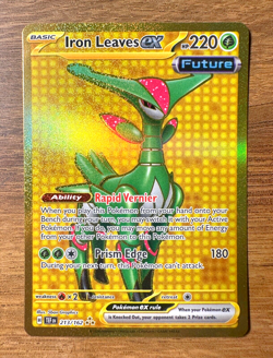 Pokemon TCG S&V Temporal Forces Iron Leaves ex 213/162 Gold Secret Hyper Rare - Image 1