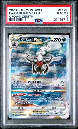 2023 POKEMON SWORD & SHIELD CROWN ZENITH #GG50 FULL ART/DARKRAI VSTAR PSA 10 - Image 1