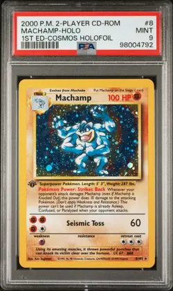 2000 POKEMON 2-PLAYER CD-ROM STARTER SET 1ST ED COSMOS FOIL MACHAMP-HOLO PSA 9 - Image 1