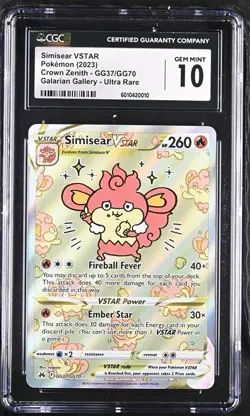 Simisear VSTAR Crown Zenith Ultra Rare Pokemon TCG Card CGC 10 - Image 1