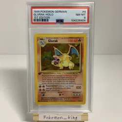 1999 Pokemon GERMAN 1st Edition Base Set Glurak-Charizard Holo 4/102 PSA 8 NM-MT - Image 1