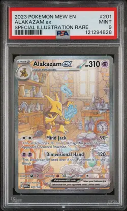 2023 POKEMON MEW EN-151 SPECIAL ILLUSTRATION RARE #201 ALAKAZAM EX PSA 9 - Image 1