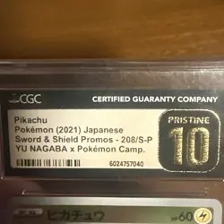 Pikachu 208/S-P Yu Nagaba Japanese Pokemon (2021) PROMO Card PRISTINE CGC 10 - Image 2
