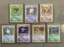 Lot Of 7 Pokemon Holo Cards 1999 Wigglytuff Hypno Haunter Muk Vileplume Kabutops - Image 1