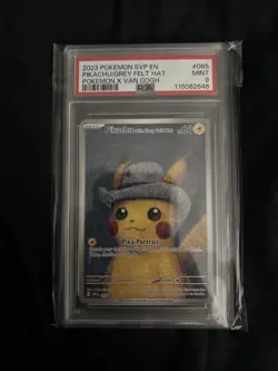 PSA 9 Pikachu Grey Felt Hat 2023 SVP #085 Van Gogh Promo Pokemon Card Mint - Image 1