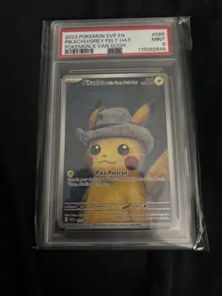 PSA 9 Pikachu Grey Felt Hat 2023 SVP #085 Van Gogh Promo Pokemon Card Mint - Image 2