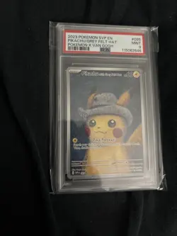 PSA 9 Pikachu Grey Felt Hat 2023 SVP #085 Van Gogh Promo Pokemon Card Mint - Image 3
