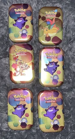 Lot Of 6 Pokemon Mini Tins Opened Various Loose Cards Misc Design X6 - Image 2