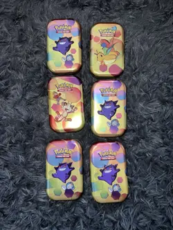 Lot Of 6 Pokemon Mini Tins Opened Various Loose Cards Misc Design X6 - Image 3