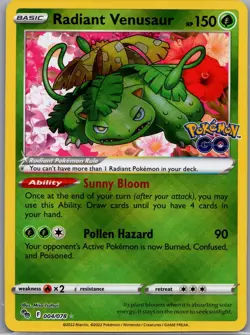 Radiant Venusaur 004/078 - Pokemon GO TCG - Radiant Rare (NM) - Image 1