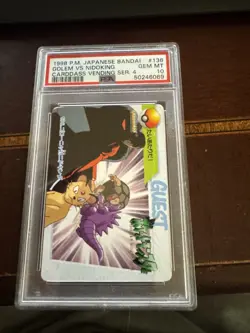 PSA 10 Golem Vs Nidoking 136 Pokemon Bandai Carddass Japanese Vending Series 4 1 - Image 1