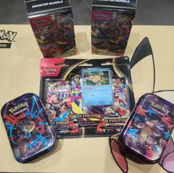 Pokemon TCG Mega Evolution Booster Bundle x2 Psyduck booster blister x1 Tins x2 - Image 1