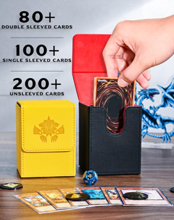 Card Deck Box for Yugioh MTG, 100+ Deck Case with 2 Dividers, PU Leather Storage - Image 2