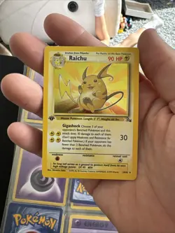 Pokemon TCG Raichu Holo Rare Card 14/62 Fossil 1999 WOTC 1st Edition - Image 1