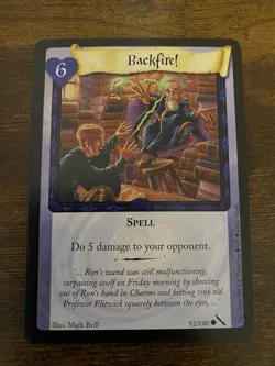 HARRY POTTER TCG GAME CARD CHAMBER OF SECRETS BACKFIRE! 92/140 - Image 1