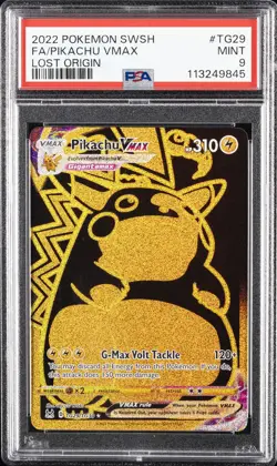 2022 POKEMON SWORD & SHIELD LOST ORIGIN #TG29 FULL ART/PIKACHU VMAX PSA 9 - Image 1