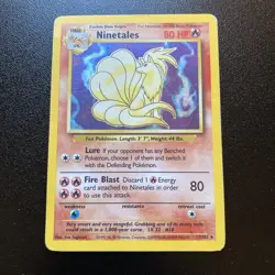 1999 Pokemon NINETALES #12/102 Base Set Galaxy Holo Rare Fire English - Image 2