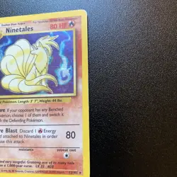 1999 Pokemon NINETALES #12/102 Base Set Galaxy Holo Rare Fire English - Image 3